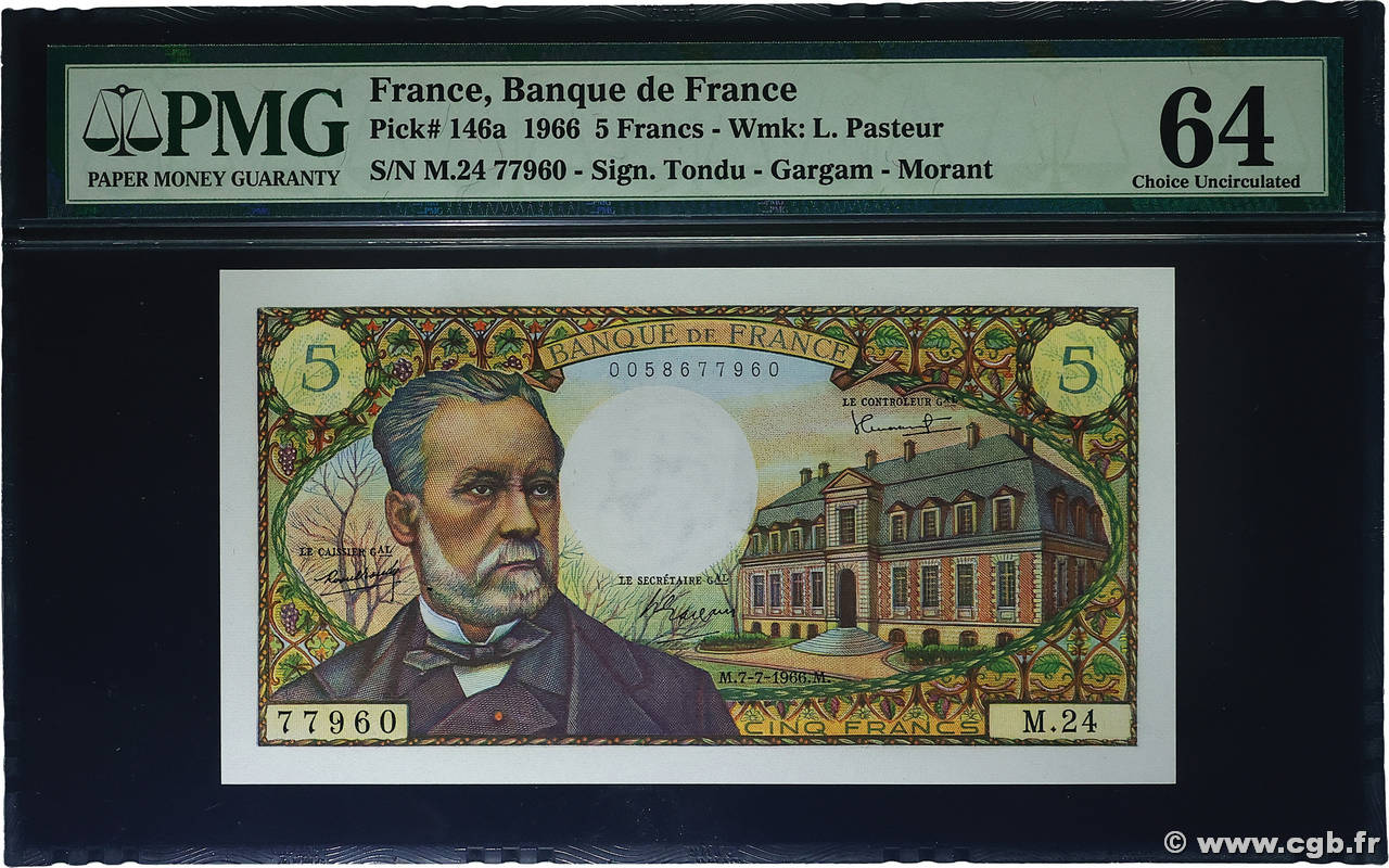 5 Francs PASTEUR FRANCE  1966 F.61.02 pr.NEUF
