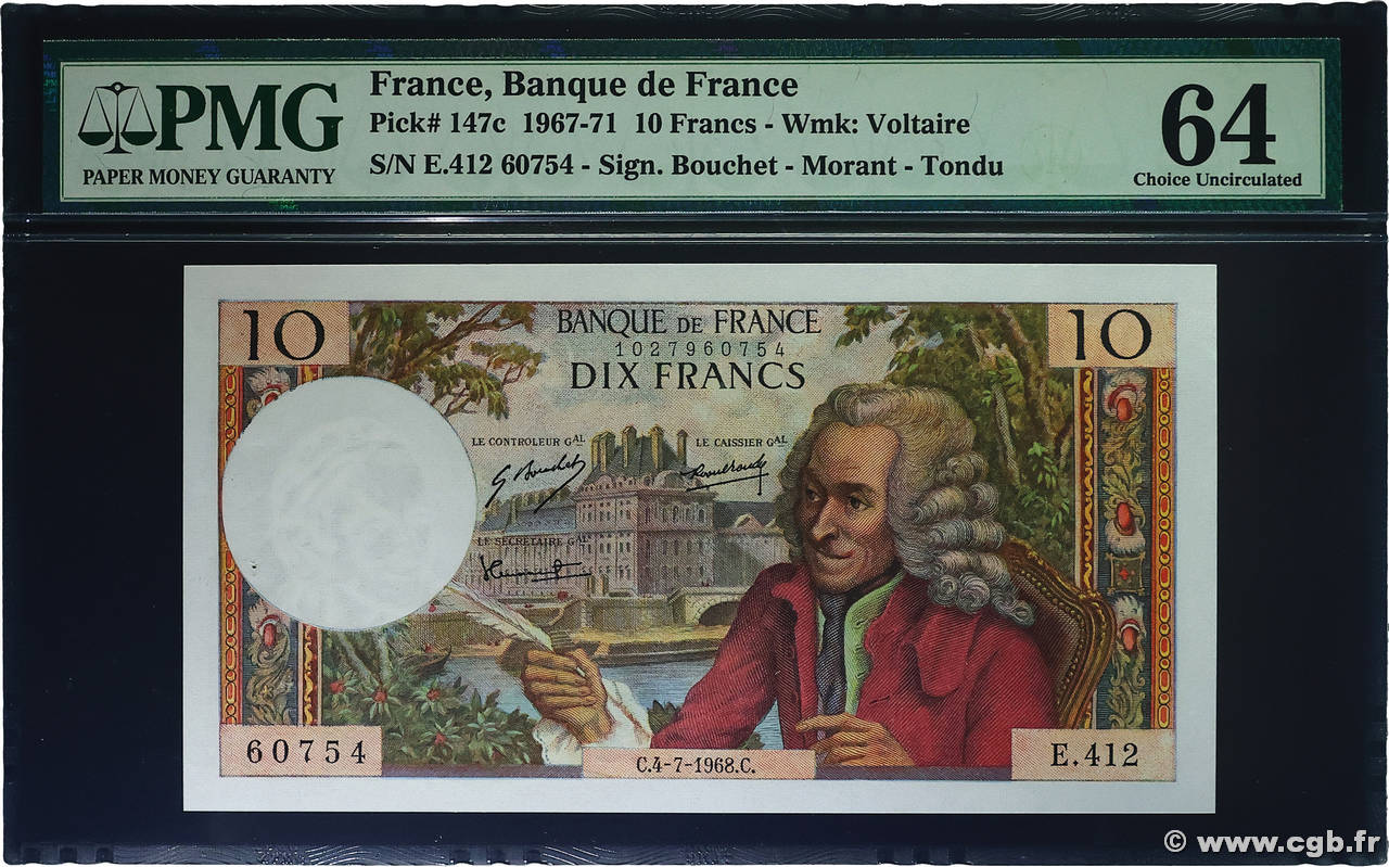 10 Francs VOLTAIRE FRANCE  1968 F.62.33 pr.NEUF