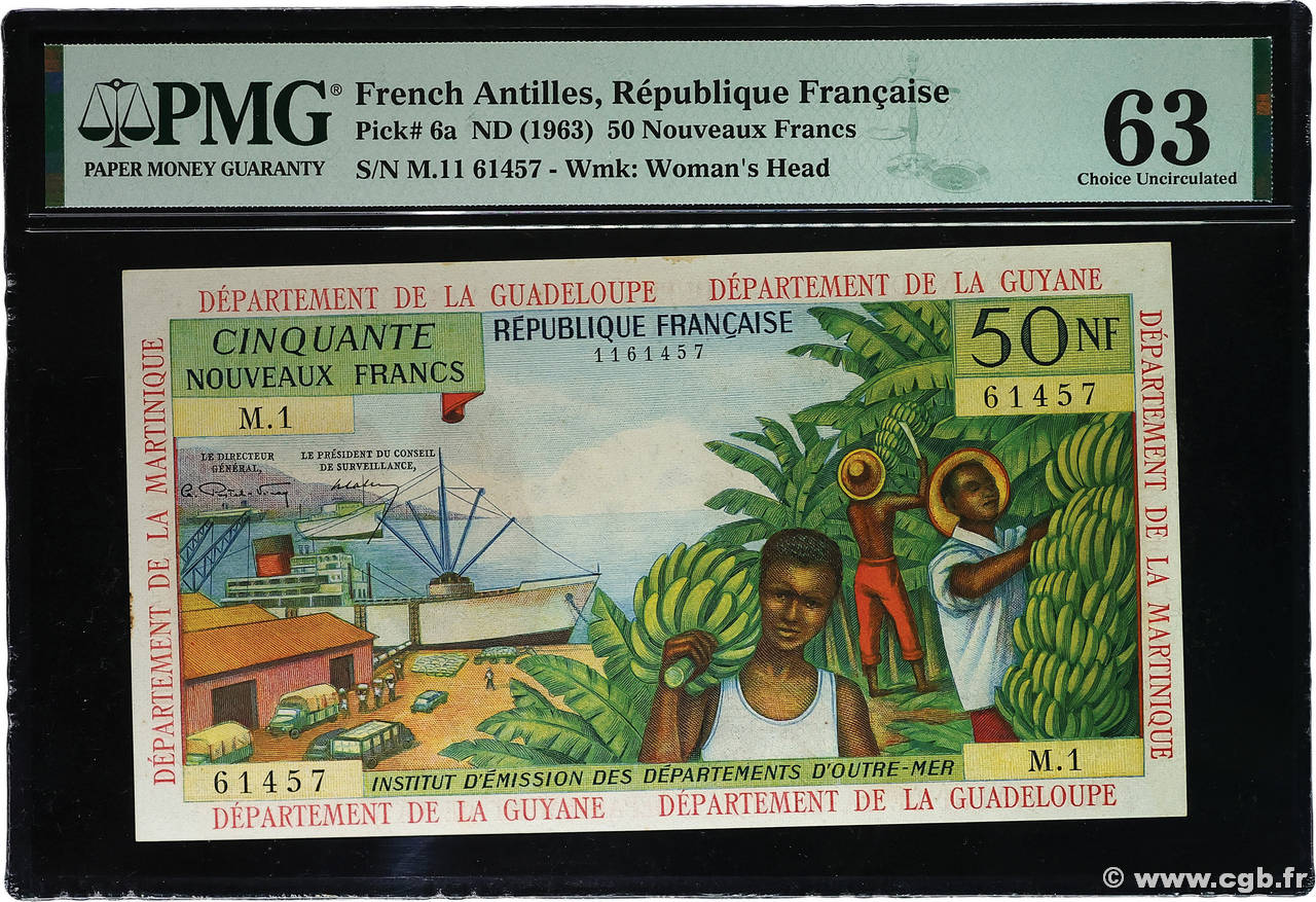 50 Nouveaux Francs FRENCH ANTILLES  1962 P.06a fST+