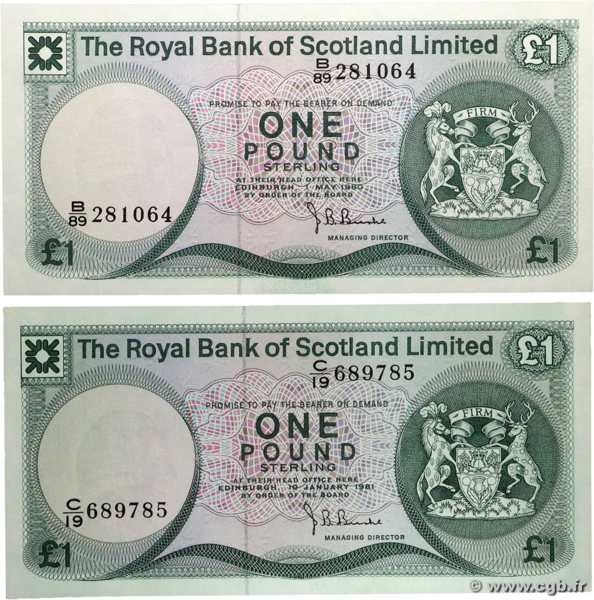 1 Pound Lot SCOTLAND  1980 P.336a SC+
