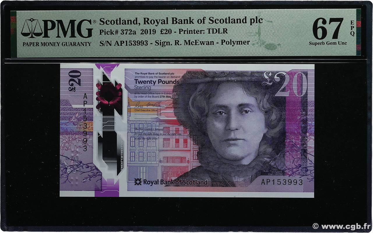 20 Pounds ÉCOSSE  2019 P.372a NEUF
