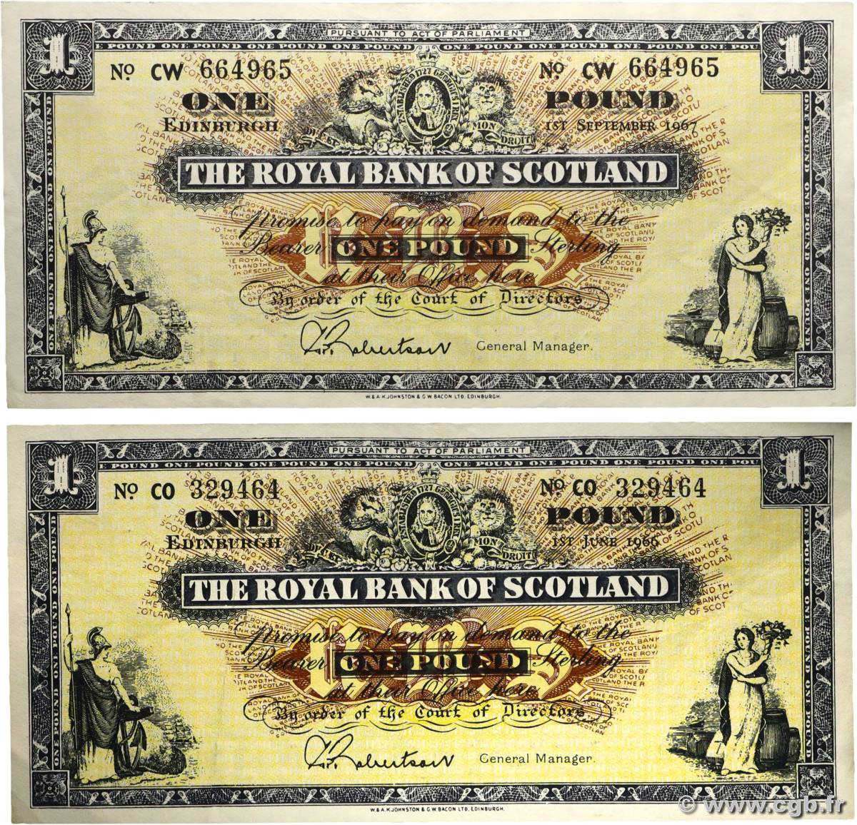 1 Pound Lot SCOTLAND  1966 P.325b VF