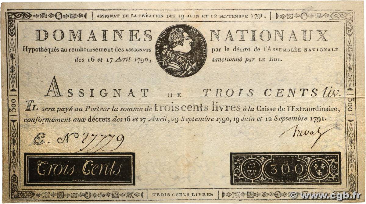 300 Livres FRANCIA  1791 Ass.18a EBC
