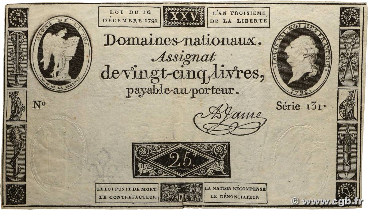 25 Livres FRANCIA  1791 Ass.22a MBC+