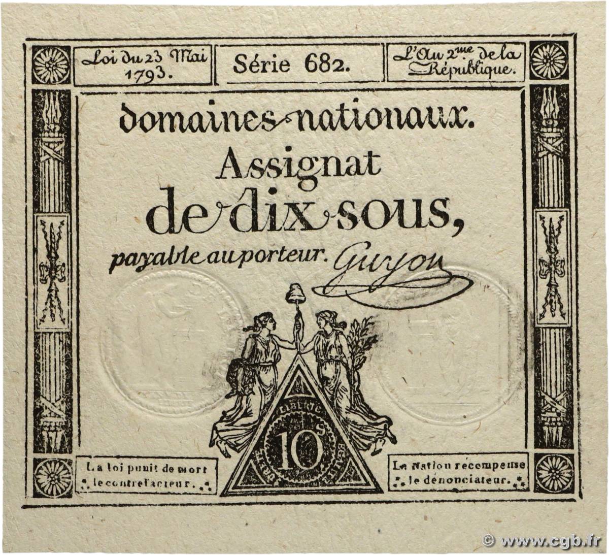 10 Sous FRANCIA  1793 Ass.40b FDC