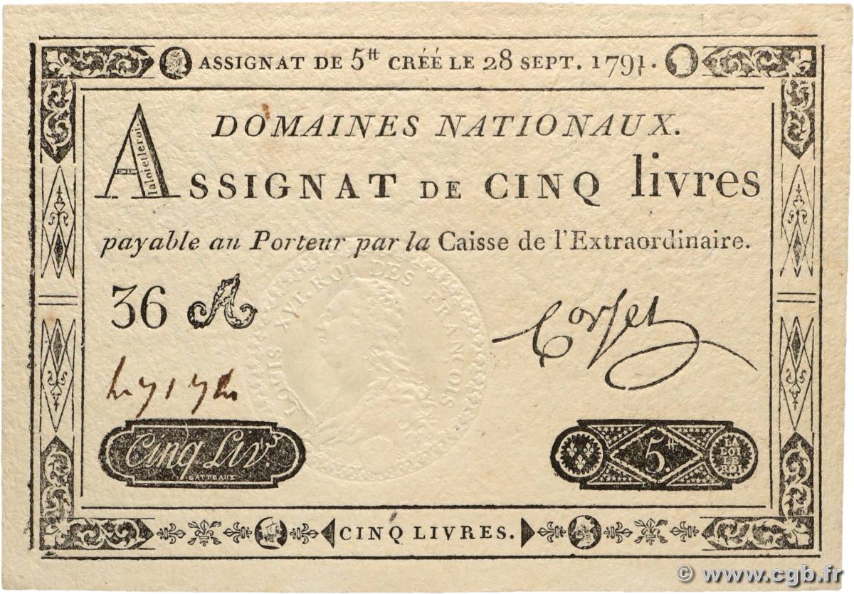 5 Livres FRANCIA  1791 Ass.19a SC+