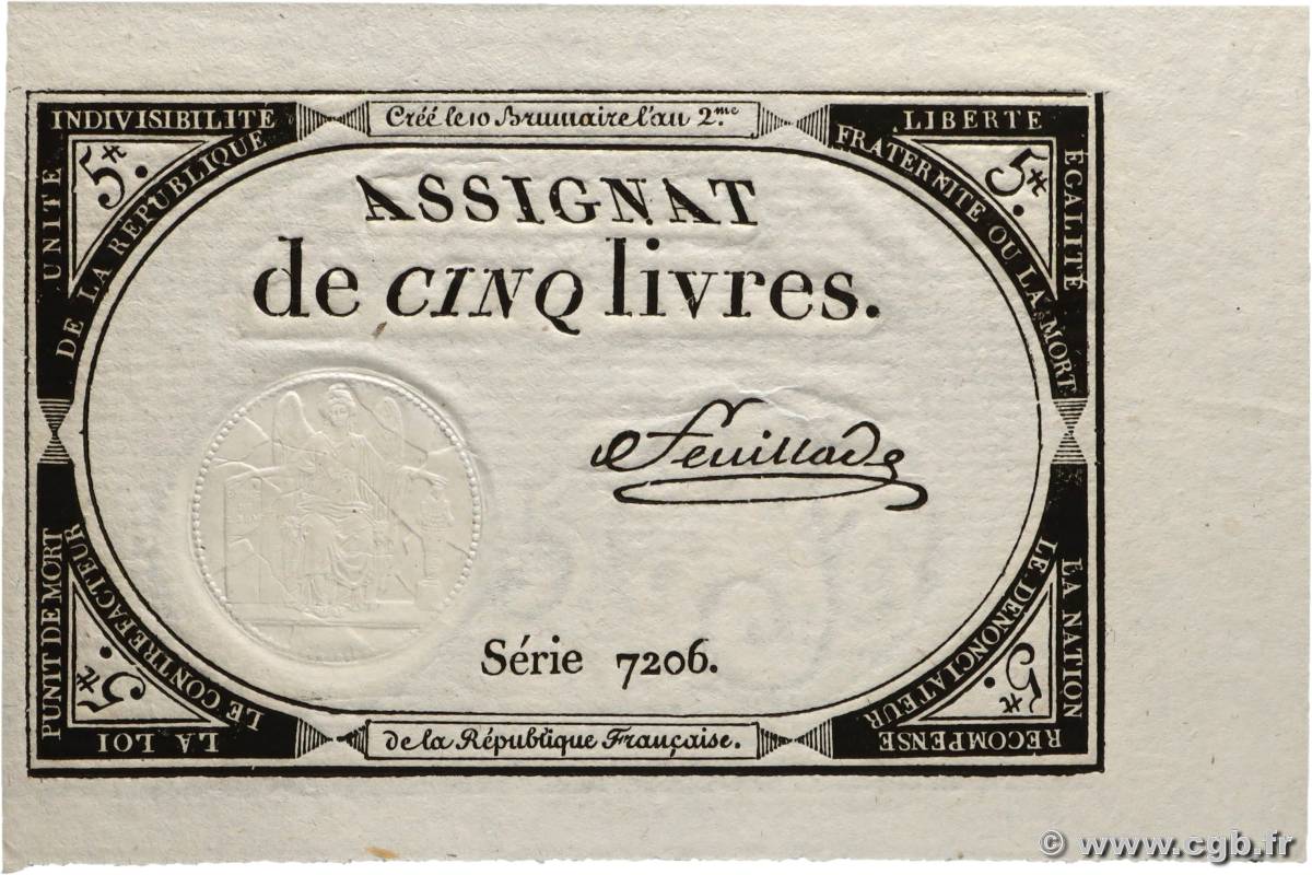 5 Livres FRANCIA  1793 Ass.46a FDC