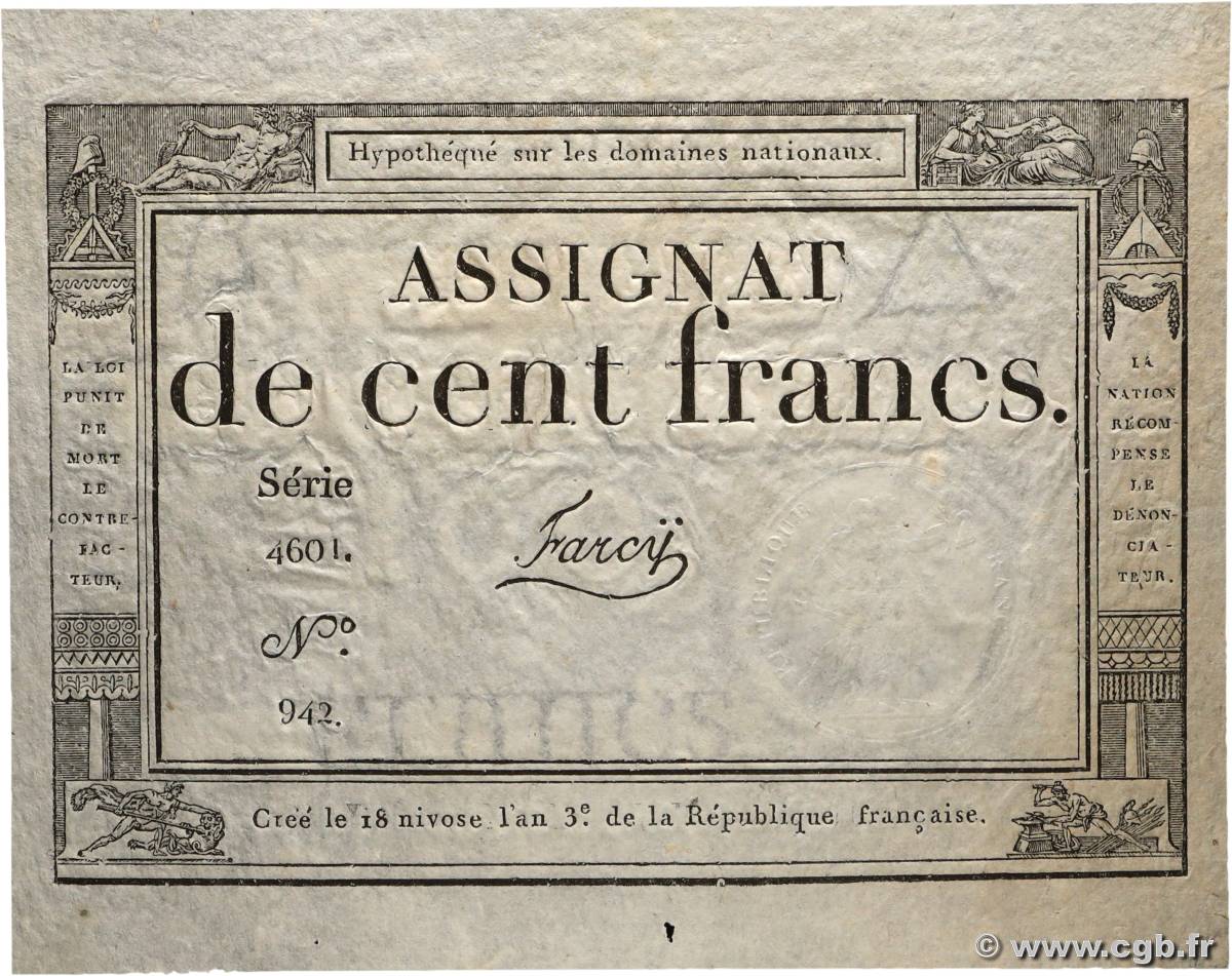 100 Francs FRANCIA  1795 Ass.48a SC+
