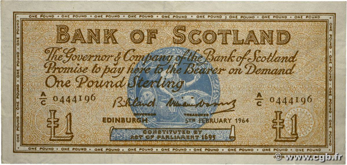 1 Pound SCOTLAND  1964 P.102a MBC