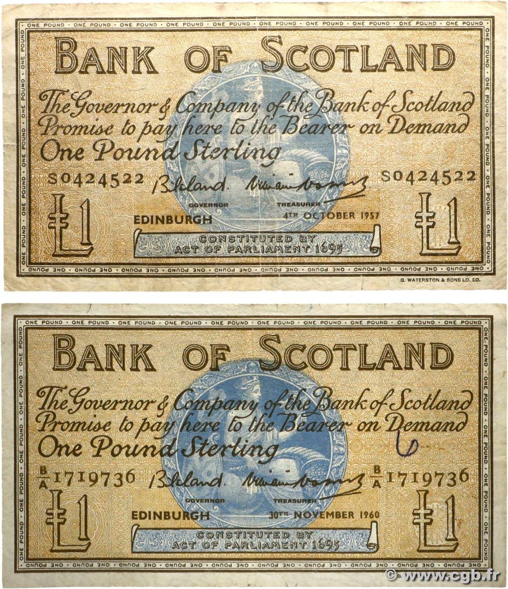 1 Pound Lot SCOTLAND  1957 P.100c RC+