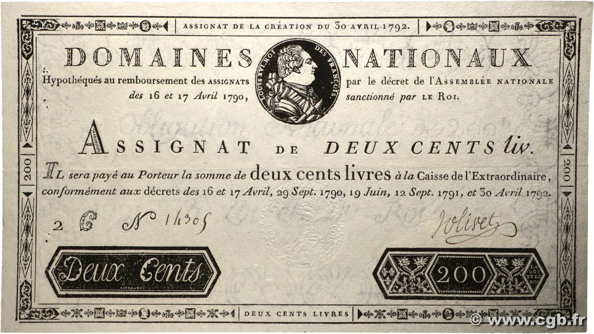 200 Livres FRANCIA  1792 Ass.29a EBC+