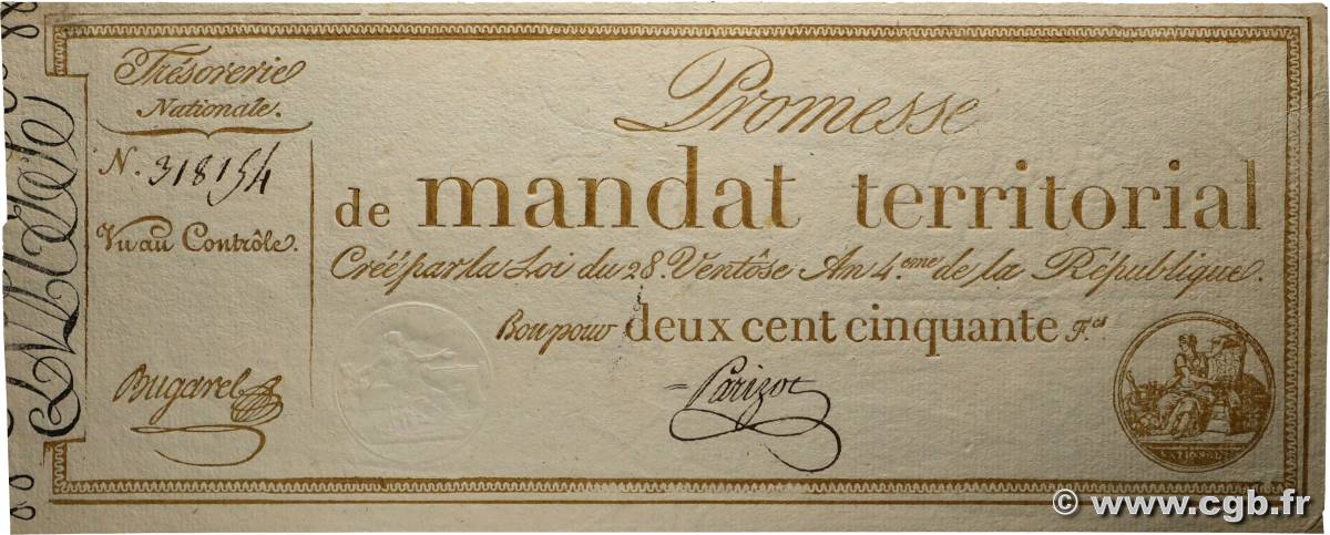 250 Francs sans série FRANCIA  1796 Ass.61a EBC+