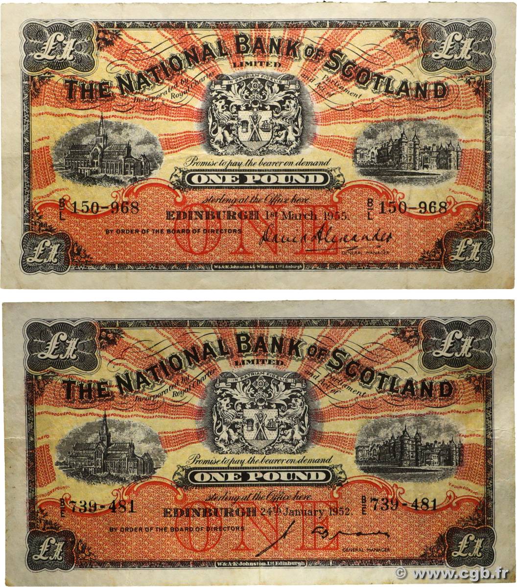 1 Pound Lot ÉCOSSE  1952 P.258b/c TB