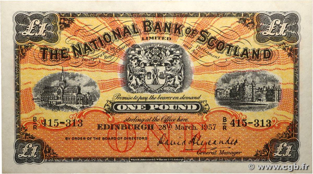 1 Pound ÉCOSSE  1957 P.258c pr.SPL