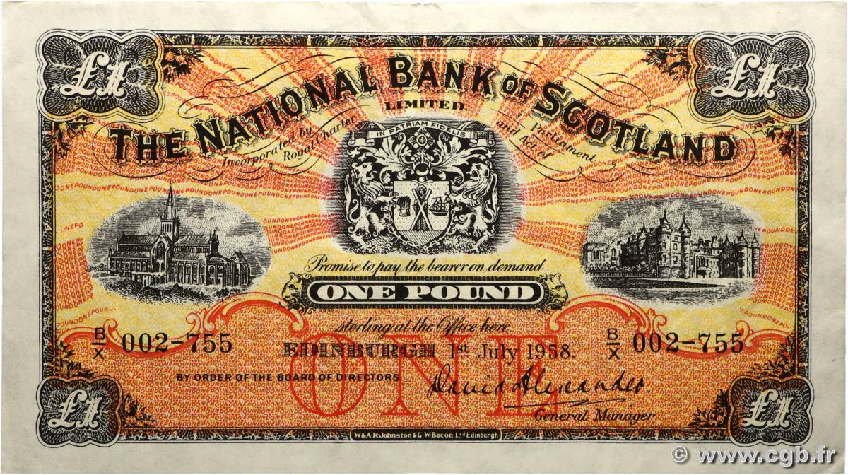 1 Pound SCOTLAND  1958 P.258c VF