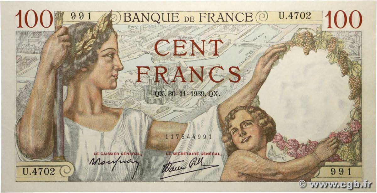 100 Francs SULLY FRANCIA  1939 F.26.16 SC+