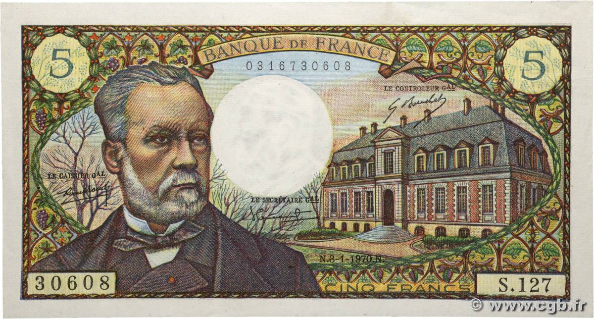 5 Francs PASTEUR FRANCIA  1970 F.61.12 EBC+