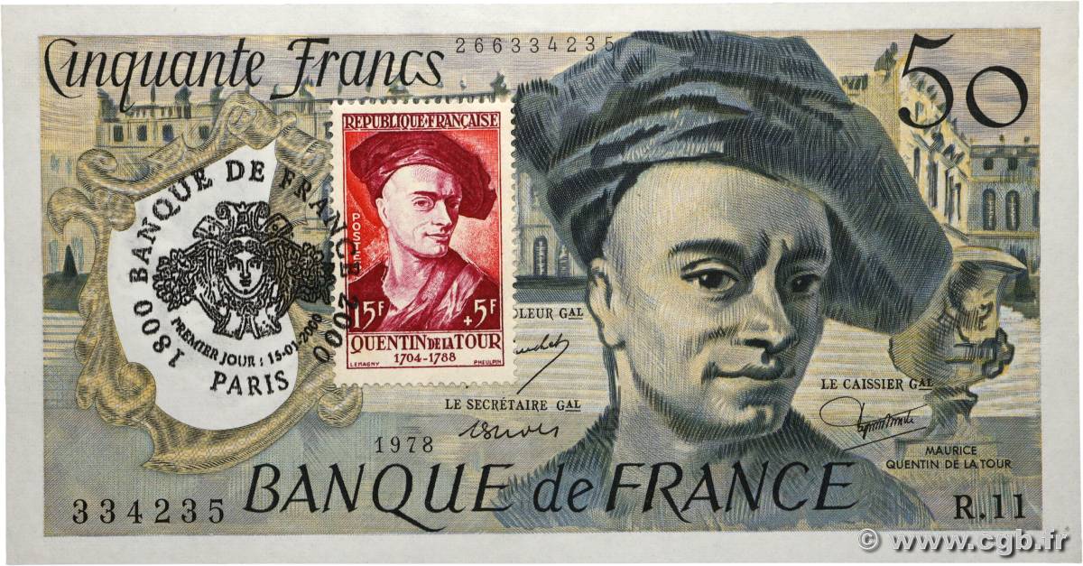 50 Francs QUENTIN DE LA TOUR Commémoratif FRANCIA  1978 F.67.03 FDC