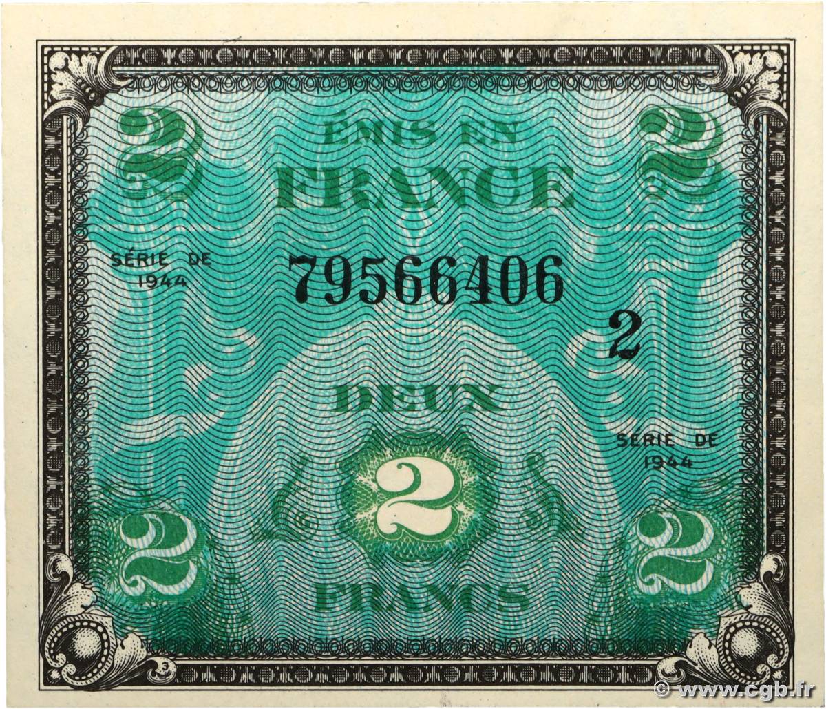 2 Francs DRAPEAU FRANCIA  1944 VF.16.02 FDC