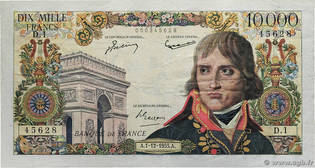 10000 Francs BONAPARTE Petit numéro FRANCE  1955 F.51.01 TTB+