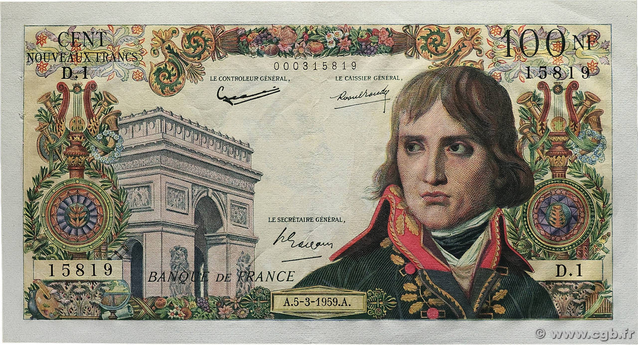 100 Nouveaux Francs BONAPARTE FRANCE  1959 F.59.01 SUP+