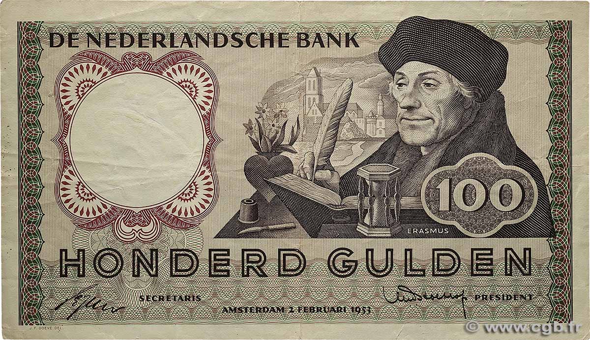 100 Gulden PAíSES BAJOS  1953 P.088 MBC+