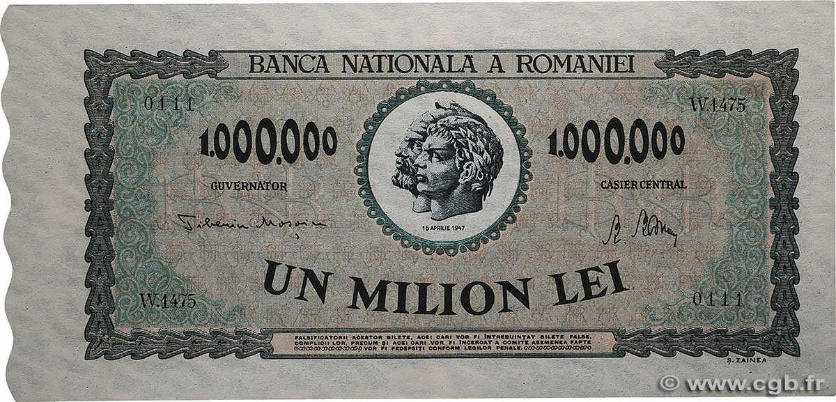1000000 Lei ROUMANIE  1947 P.060a pr.NEUF