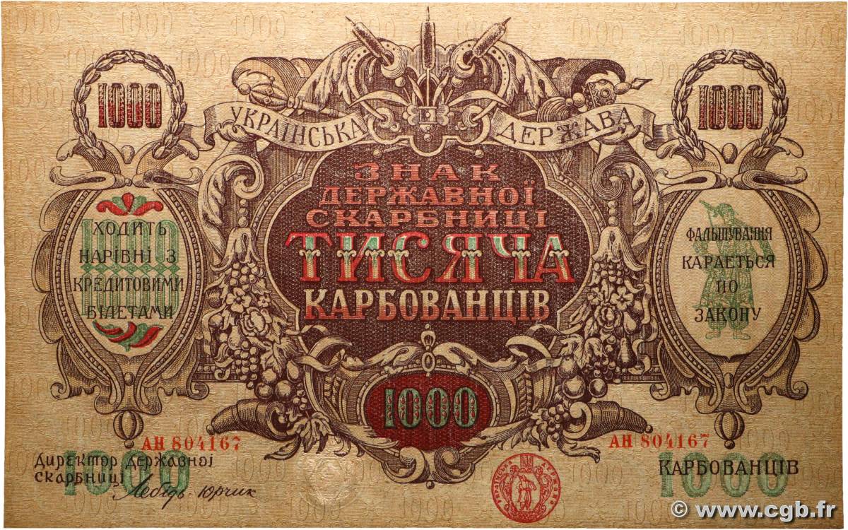 1000 Karbovantsiv UKRAINE  1918 P.035a UNC