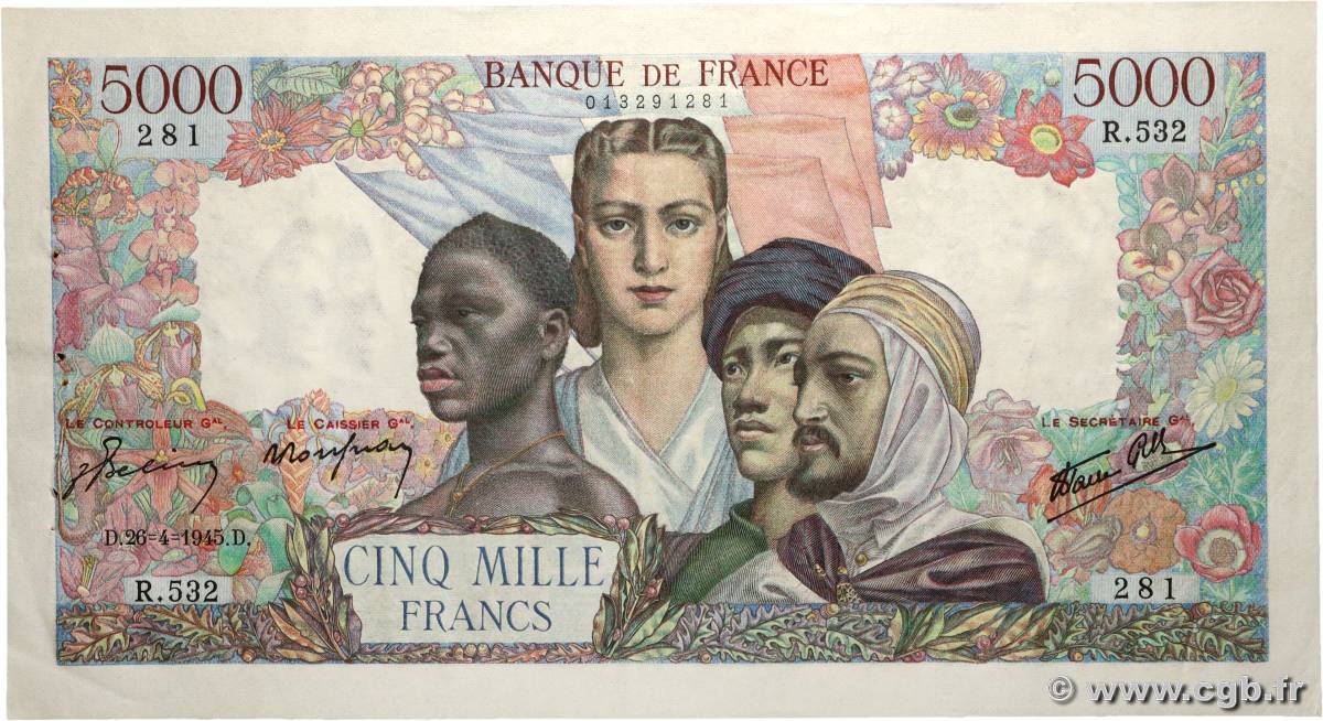 5000 Francs EMPIRE FRANÇAIS FRANCE  1945 F.47.23 TTB+