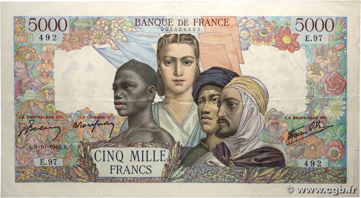 5000 Francs EMPIRE FRANÇAIS FRANCE  1945 F.47.05 TTB