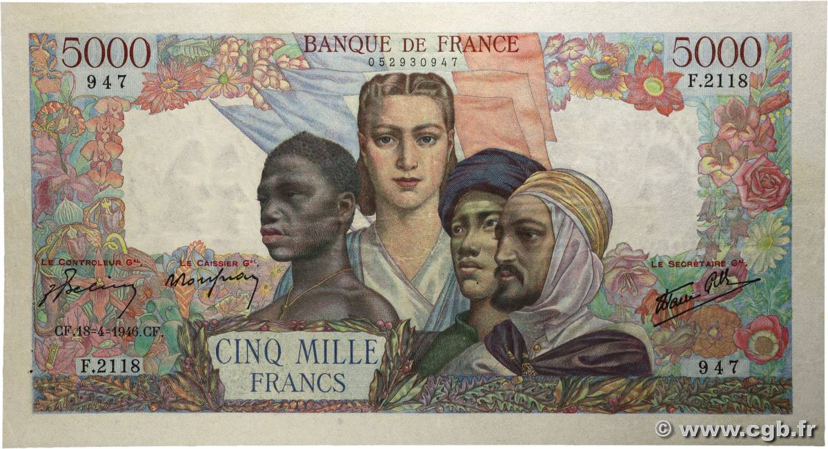 5000 Francs EMPIRE FRANÇAIS FRANCIA  1946 F.47.52 MBC+