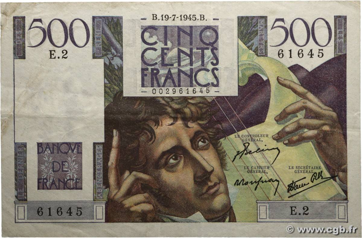 500 Francs CHATEAUBRIAND FRANCE  1945 F.34.01 TB+