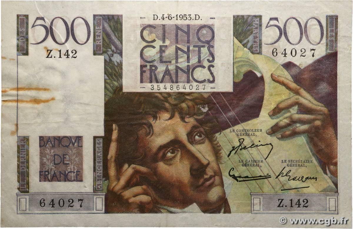 500 Francs CHATEAUBRIAND FRANCE  1953 F.34.12 TB+