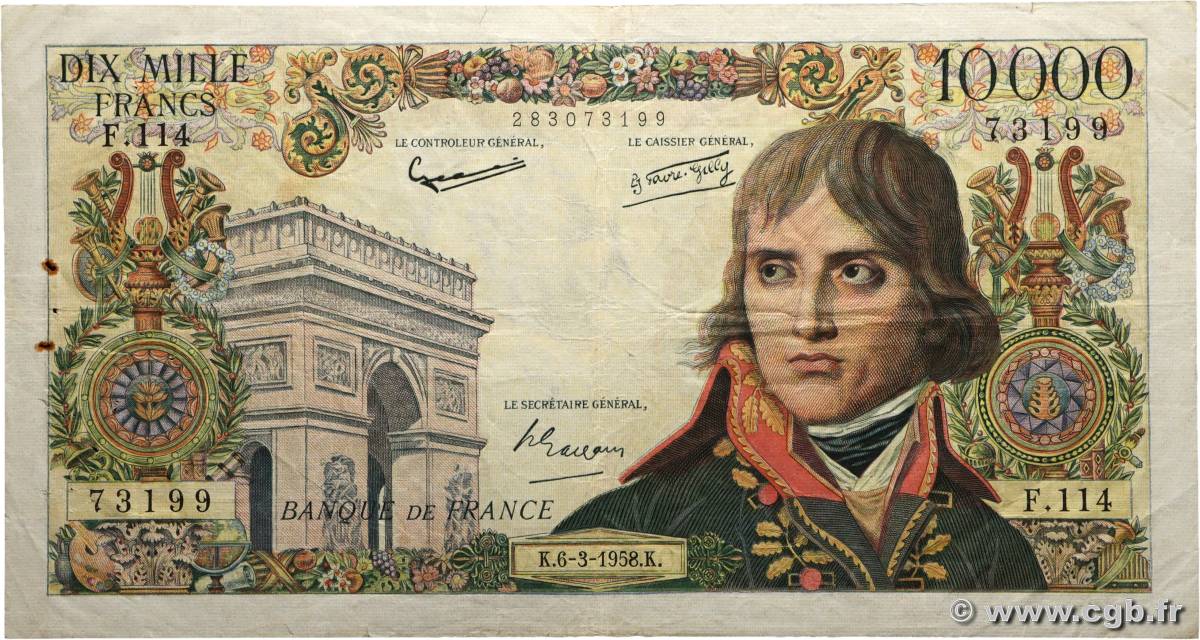 10000 Francs BONAPARTE FRANCE  1958 F.51.11 TB+