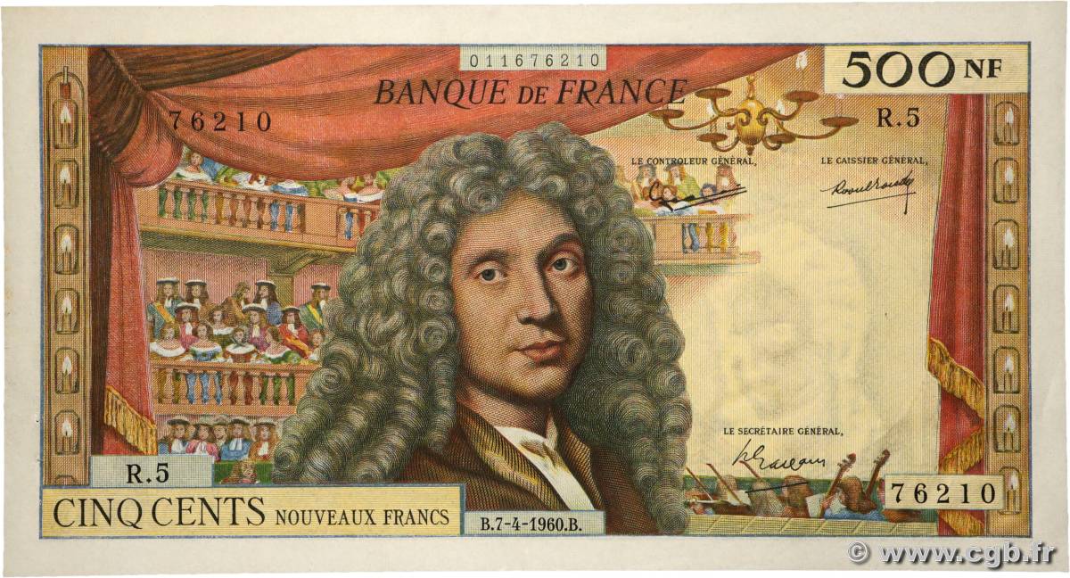 500 Nouveaux Francs MOLIÈRE FRANCIA  1960 F.60.02 EBC+