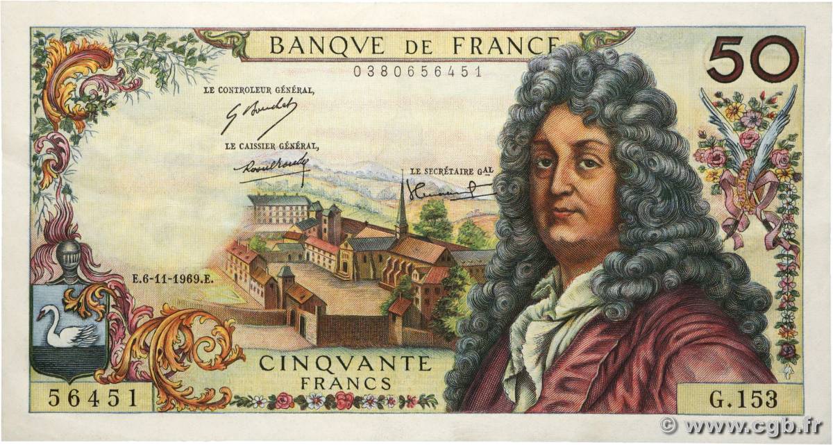 50 Francs RACINE FRANCIA  1969 F.64.15 MBC+