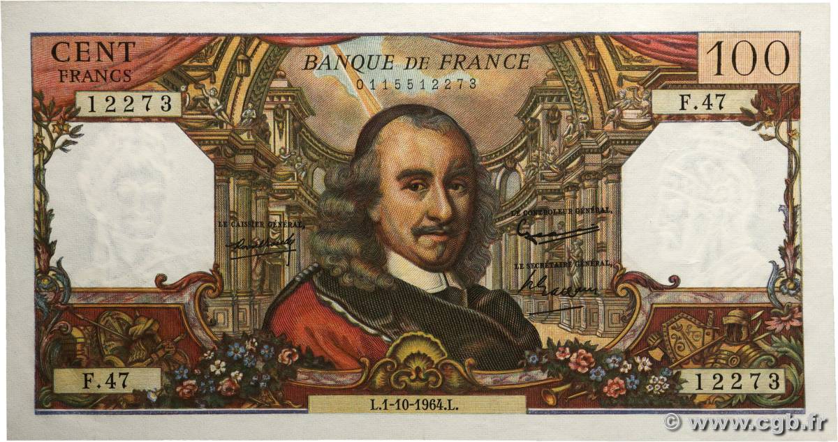 100 Francs CORNEILLE FRANCE  1964 F.65.04 TTB+