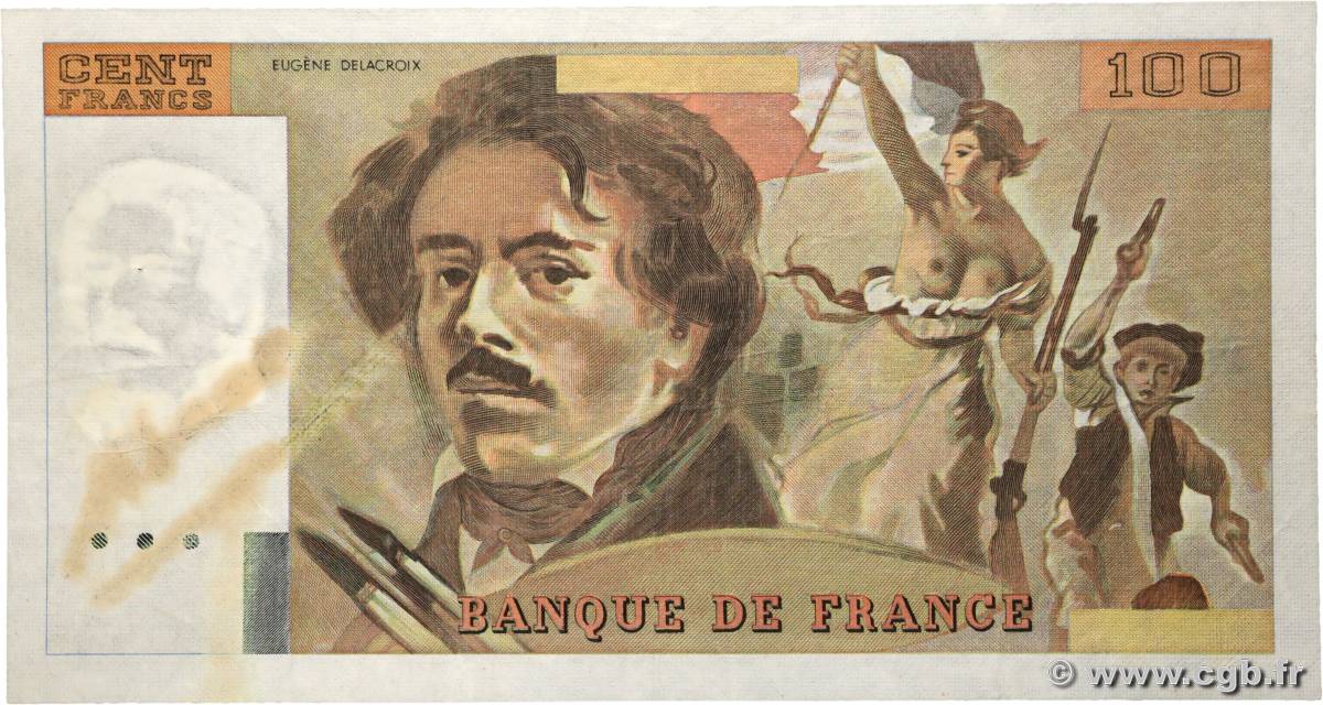 100 Francs DELACROIX Fauté FRANCE  1978 F.69.(1) TTB