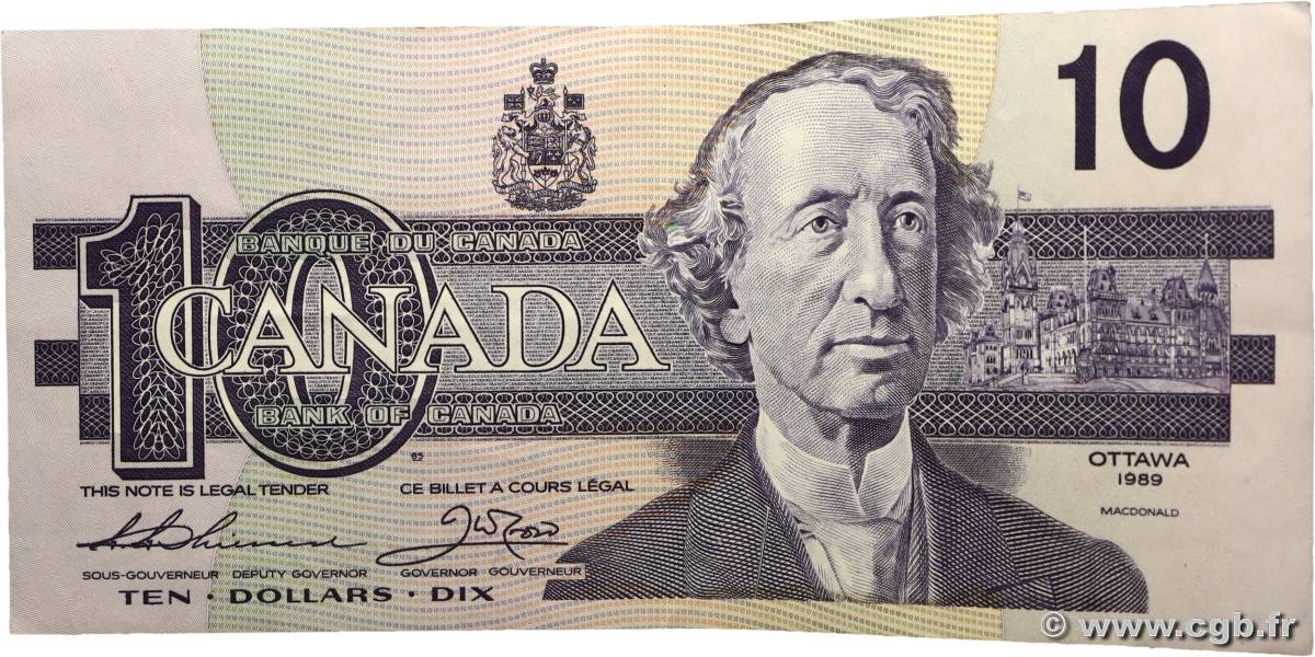 10 Dollars CANADA  1989 P.096a VF+