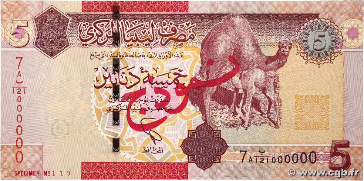 5 Dinars Spécimen LIBYA  2011 P.77s UNC-