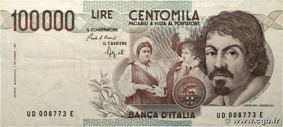 100000 Lires ITALY  1983 P.110a VF+