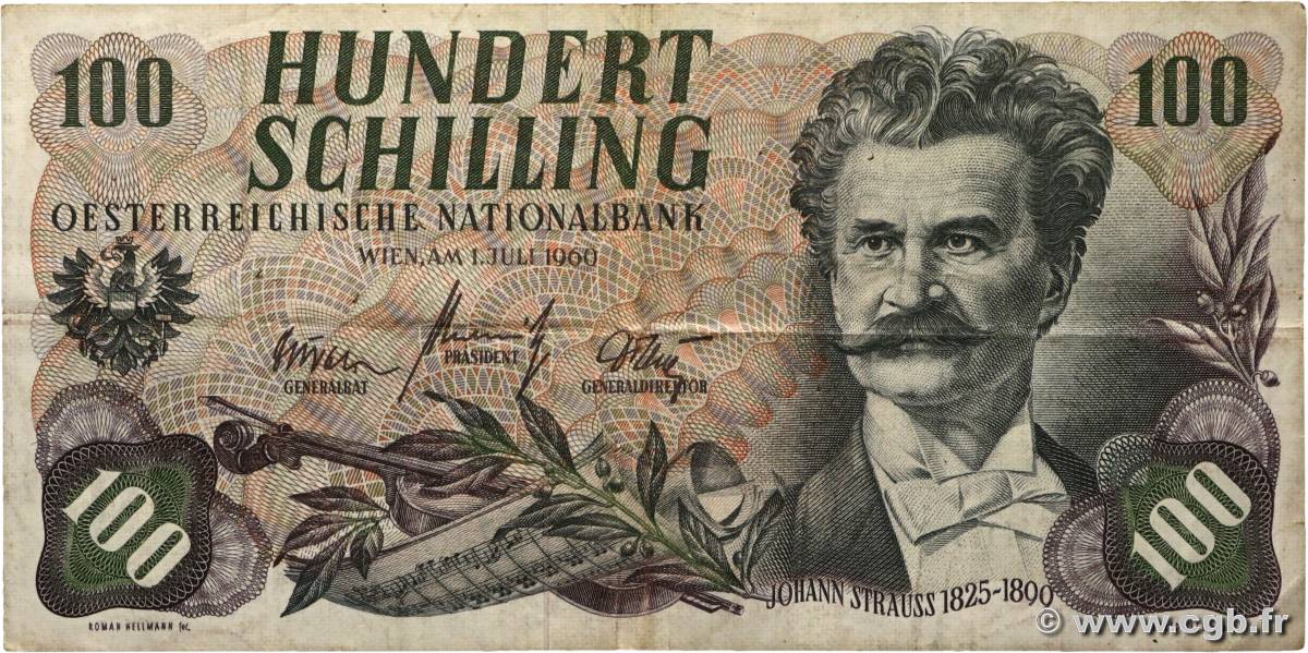 100 Schilling AUSTRIA  1960 P.138a F+