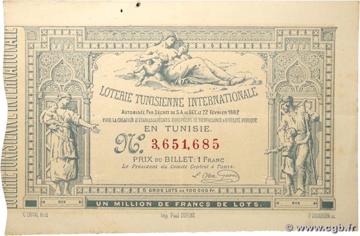 1 Franc TUNISIA  1882 P.-- VF