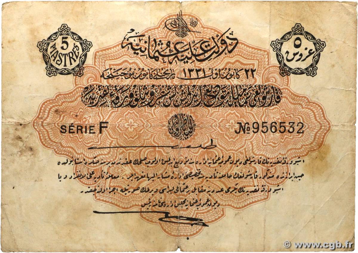 5 Piastres TURKEY  1916 P.079 F