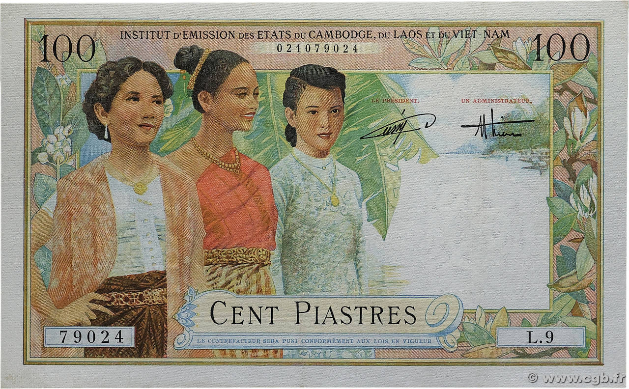 100 Piastres - 100 Dong INDOCHINE FRANÇAISE  1954 P.108 SPL