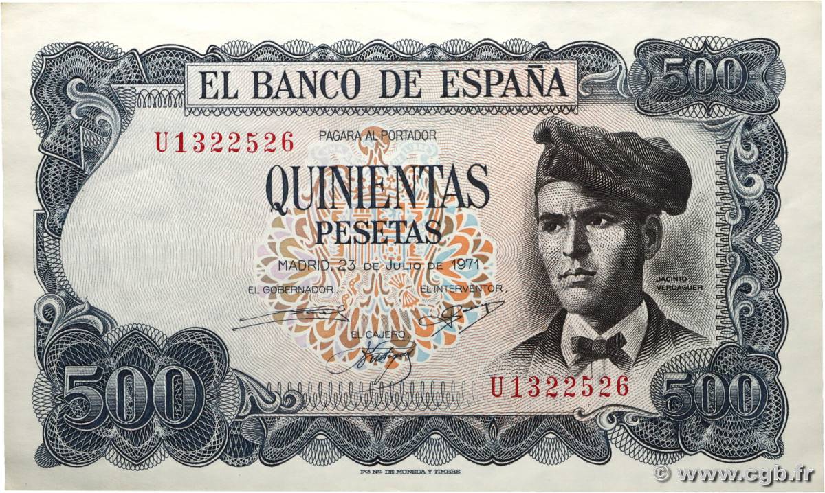 500 Pesetas SPAIN  1971 P.153a XF