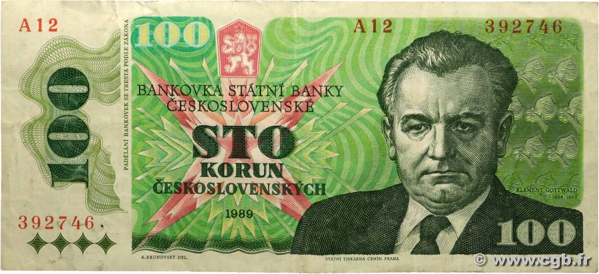 100 Korun CECOSLOVACCHIA  1989 P.097 BB