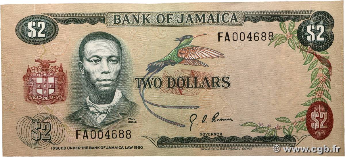 2 Dollars JAMAICA  1973 P.58 SC+