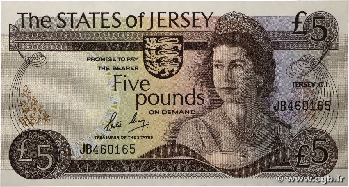 5 Pounds JERSEY  1983 P.12b SPL+