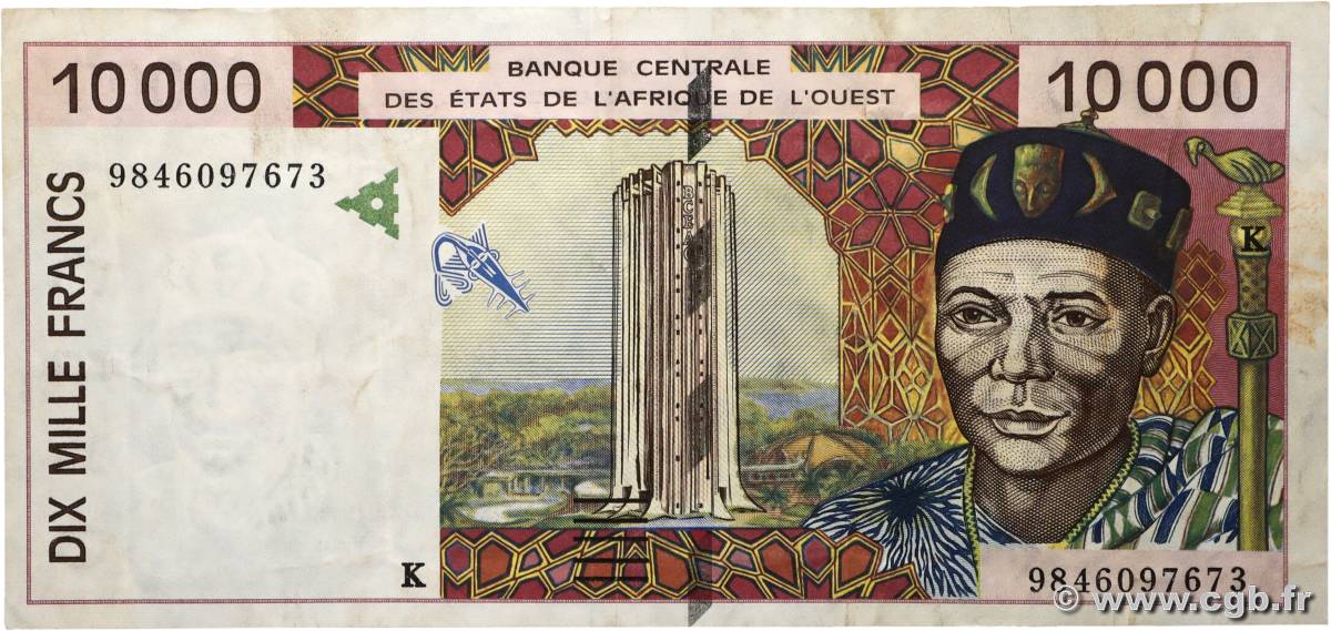 10000 Francs ÉTATS DE L AFRIQUE DE L OUEST  1998 P.714Kg TTB
